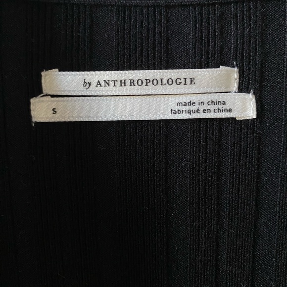 Anthropologie Knitted & Knotted Ruffle Cardigan Black/White Small - Picture 2 of 8